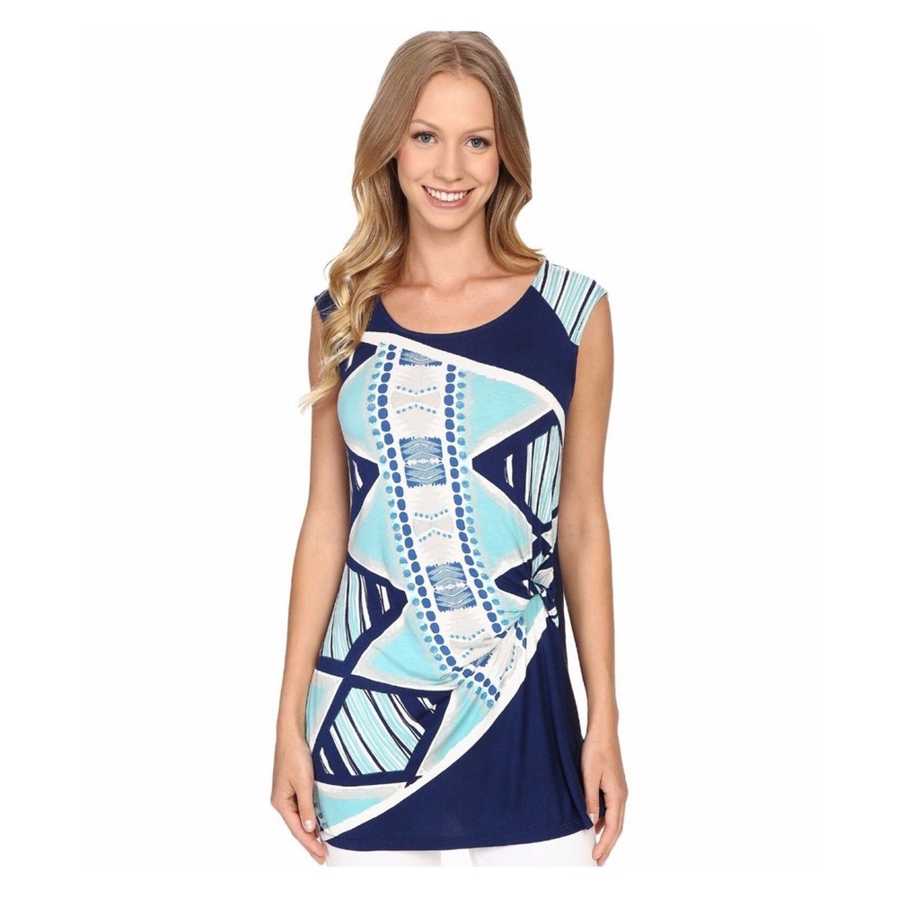 Nic + Zoe Blue Sleeveless Shirt Size XS